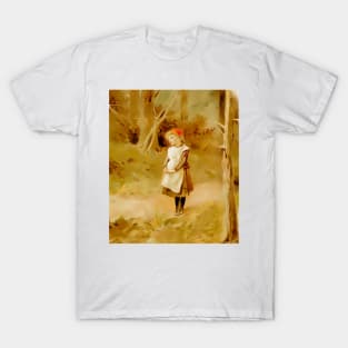 Lonely and lost girl in the forest T-Shirt